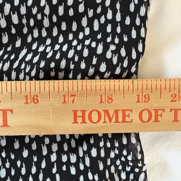 MSK Women's Black Printed Pintucked Split Neck Tie at Waist A-Line Dress Size 14 - Picture 15 of 16